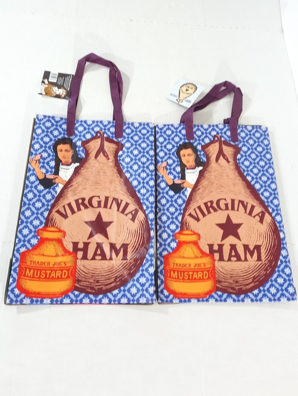 Trader Joes Reusable State Tote Bags- Virginia Set of 2